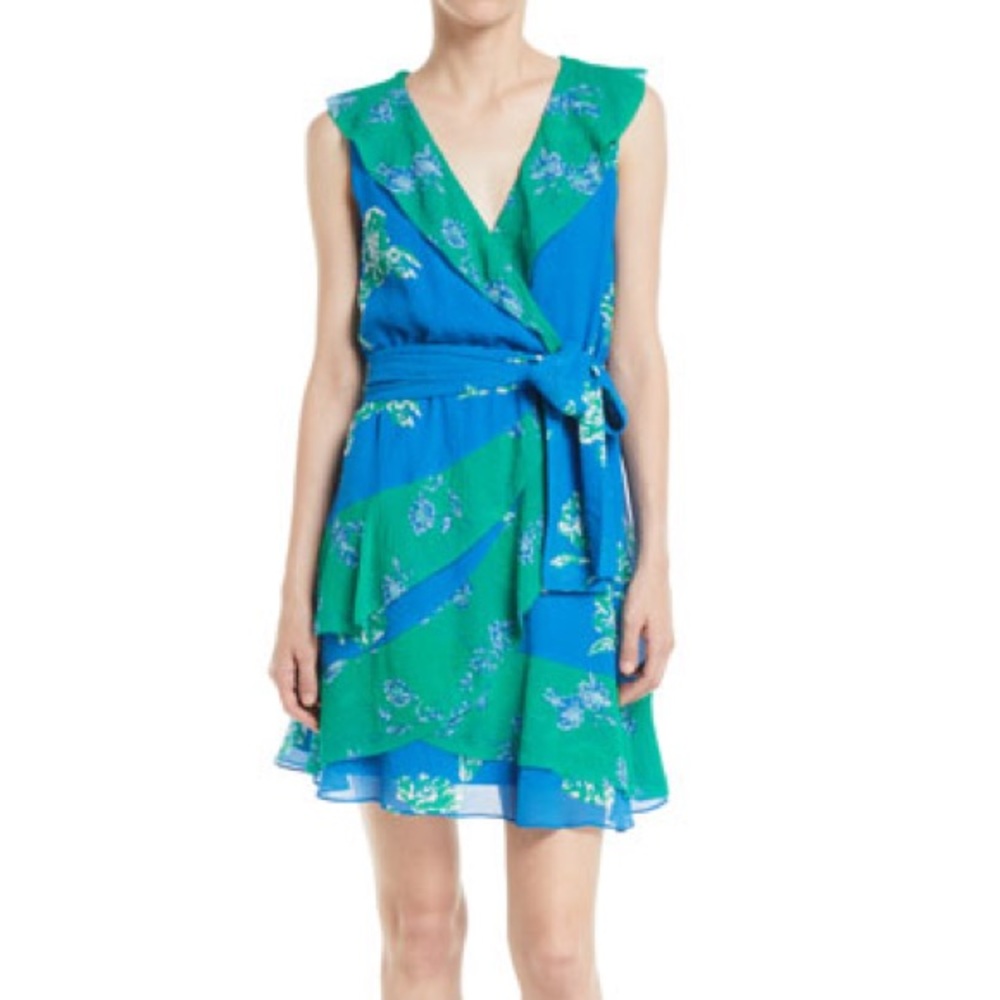 TANYA TAYLOR ELISA DRESS IN GRAPHIC FLORAL CRINKLE, Size 2